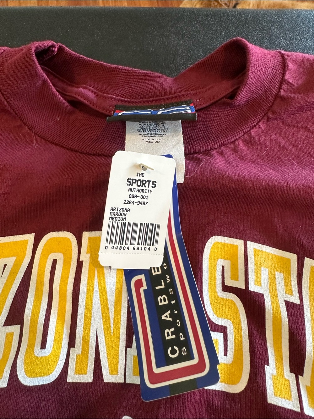 Arizona State Sun Devils Crable Sportswear Men's T‑Shirt - Maroon Size Medium - Picture 3 of 8